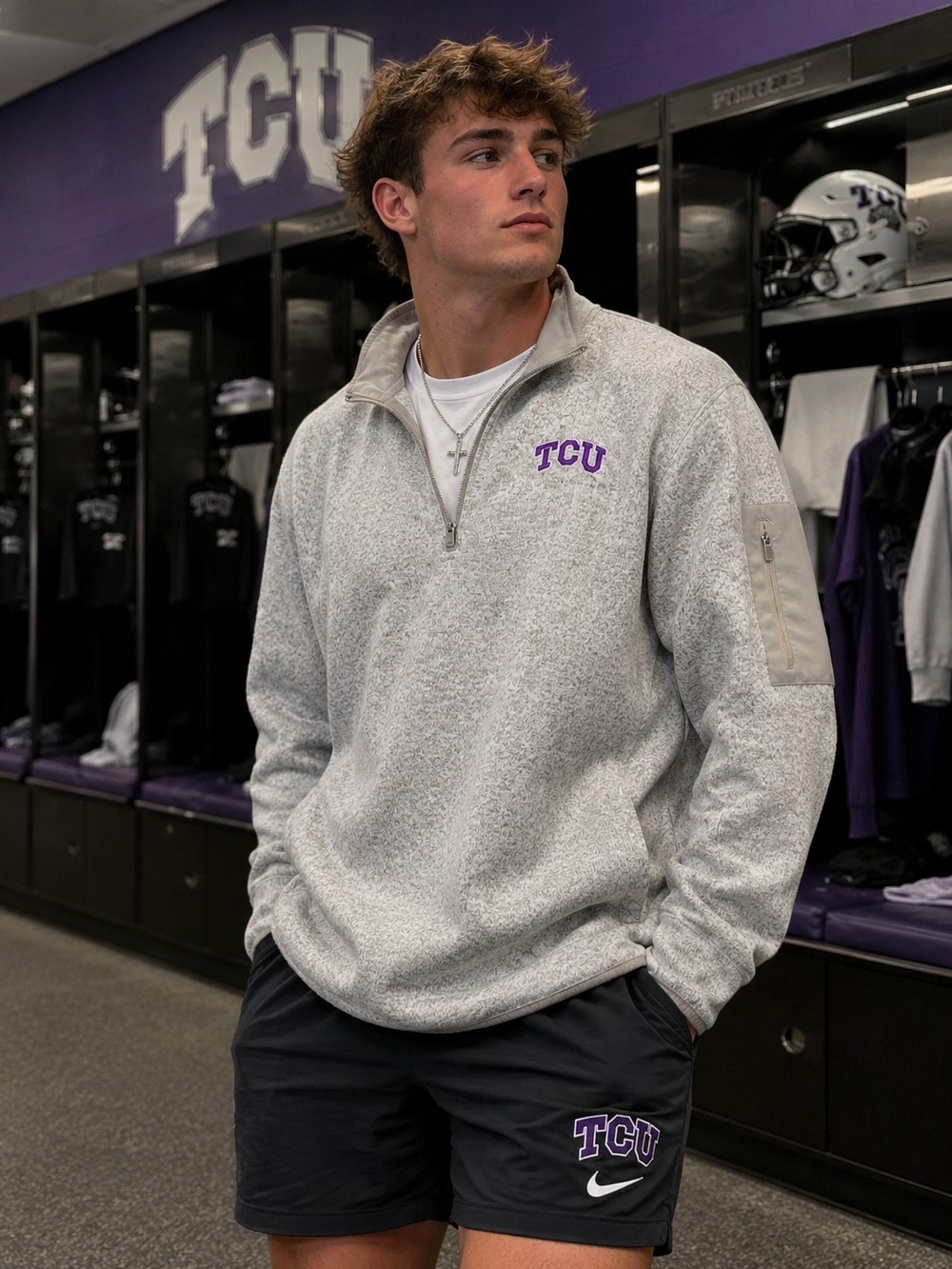 TCU Horned Frogs Quarter Zip Pullover 2X Heather Gray Fleece Sweater NCAA
